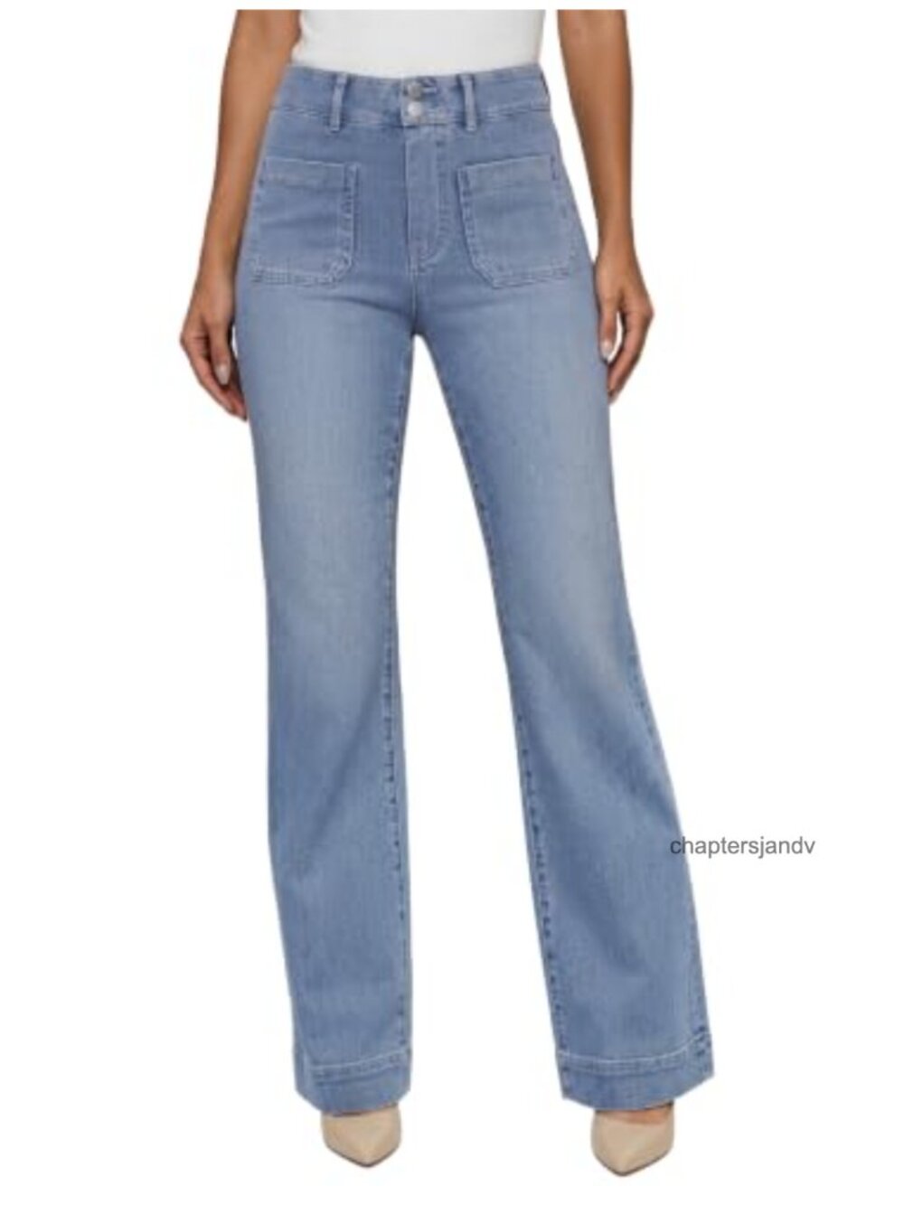High Waist Straight Leg Stretchy Jeans Womens Pull On Denim